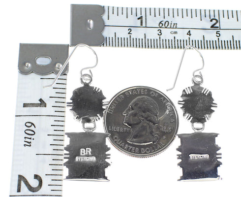 Multicolor And Sterling Silver Southwest Hook Dangle Earrings YX94689