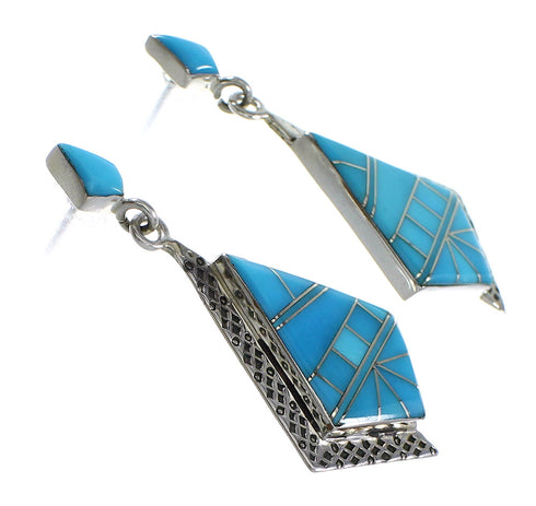 Sterling Silver Turquoise Southwestern Post Dangle Earrings AX95037