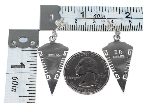 Southwestern Silver Turquoise Inlay Arrowhead Post Dangle Earrings AX95050