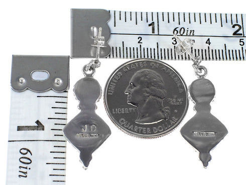 Turquoise Inlay Sterling Silver Southwest Post Dangle Earrings AX94594