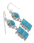 Silver Southwestern Turquoise Inlay Hook Dangle Earrings AX94636