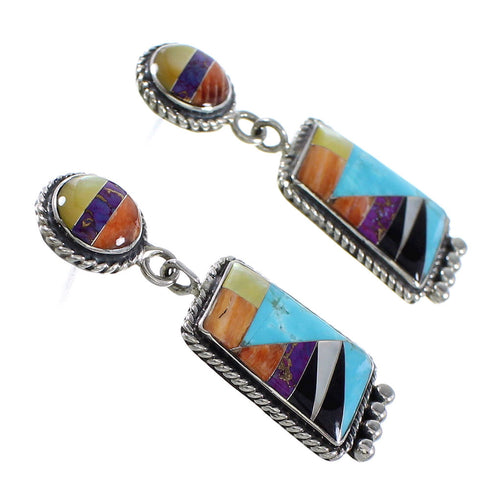 Sterling Silver Southwest Multicolor Post Dangle Earrings AX94684