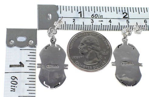 Southwest Multicolor Inlay Genuine Sterling Silver Post Dangle Earrings AX94691