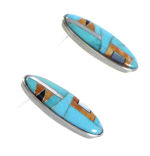 Sterling Silver Southwestern Multicolor Post Earrings AX94757