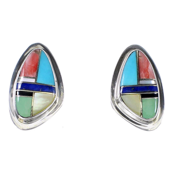 Sterling Silver Multicolor Southwest Post Earrings RX94821