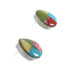 Sterling Silver Multicolor Inlay Southwestern Post Earrings RX94833