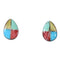 Genuine Sterling Silver Multicolor Inlay Post Earrings RX94834