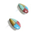 Genuine Sterling Silver Multicolor Inlay Post Earrings RX94834