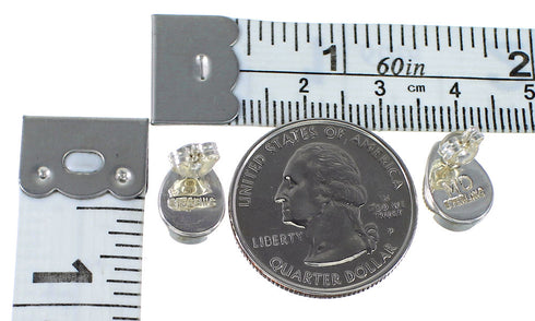 Genuine Sterling Silver Multicolor Inlay Post Earrings RX94834