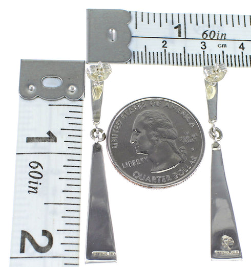 Sterling Silver Multicolor Inlay Post Dangle Earrings RX95086