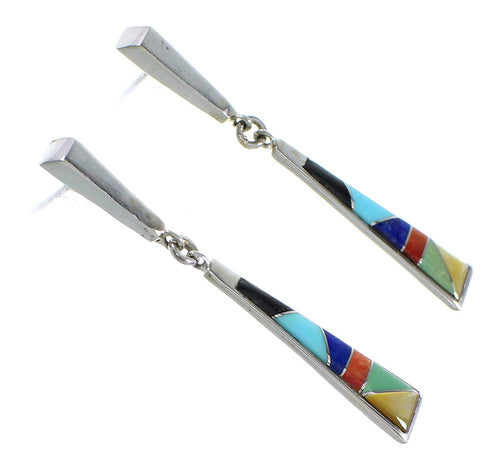 Multicolor Authentic Sterling Silver Southwestern Post Dangle Earrings RX95089