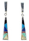 Southwest Sterling Silver Multicolor Post Dangle Earrings RX95090