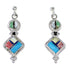 Sterling Silver Multicolor Inlay Southwest Jewelry Post Dangle Earrings RX95094