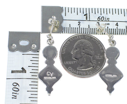 Sterling Silver Multicolor Inlay Southwest Jewelry Post Dangle Earrings RX95094