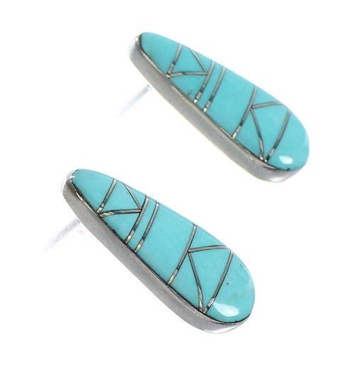 Sterling Silver Turquoise Inlay Southwest Jewelry Post Earrings RX95749