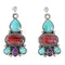 Turquoise And Red Oyster Shell Authentic Sterling Silver Post Dangle Earrings AX94904
