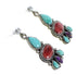 Turquoise And Red Oyster Shell Authentic Sterling Silver Post Dangle Earrings AX94904