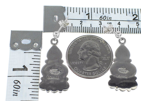 Turquoise And Red Oyster Shell Authentic Sterling Silver Post Dangle Earrings AX94904