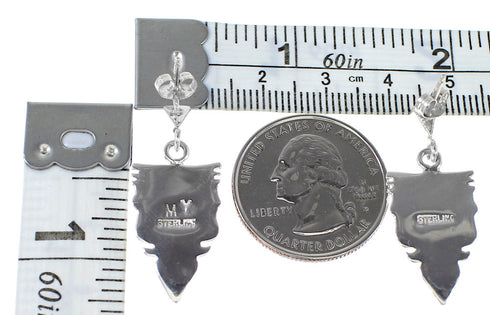 Turquoise Genuine Sterling Silver Arrowhead Post Dangle Earrings AX94845