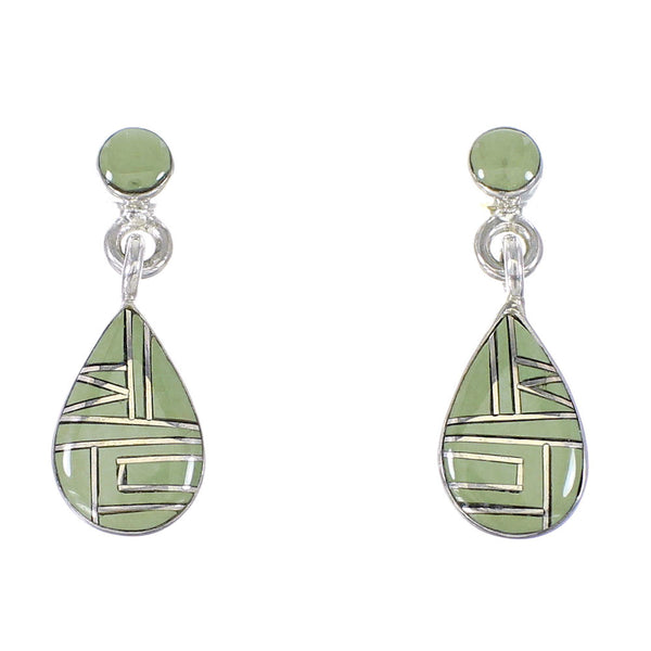 Authentic Sterling Silver Turquoise Southwest Tear Drop Post Dangle Earrings AX94925