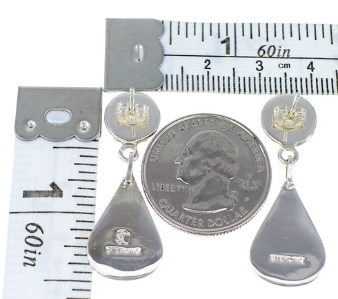 Southwest Turquoise Authentic Sterling Silver Post Dangle Earrings AX94934