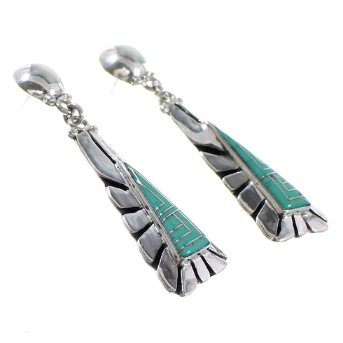 Southwest Turquoise Sterling Silver Post Dangle Earrings AX94951