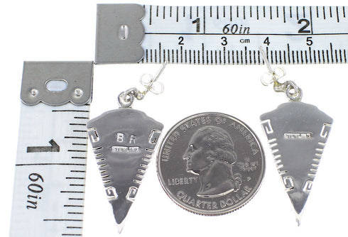 Turquoise Inlay Jewelry Sterling Silver Southwestern Post Dangle Earrings AX94971