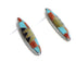 Sterling Silver Multicolor Inlay Post Earrings RX95121