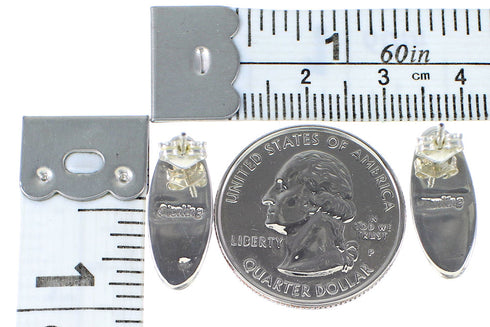 Sterling Silver Multicolor Inlay Post Earrings RX95121