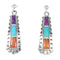 Southwest Multicolor Genuine Sterling Silver Post Dangle Earrings RX95142