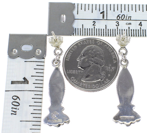 Turquoise Southwest Sterling Silver Jewelry Post Dangle Earrings AX95146