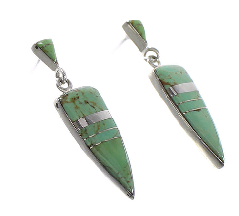 Southwest Turquoise Inlay Silver Post Dangle Earrings AX95601