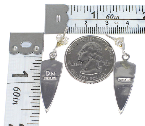 Southwest Turquoise Inlay Silver Post Dangle Earrings AX95601