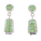 Genuine Sterling Silver Turquoise Inlay Post Dangle Earrings AX95624