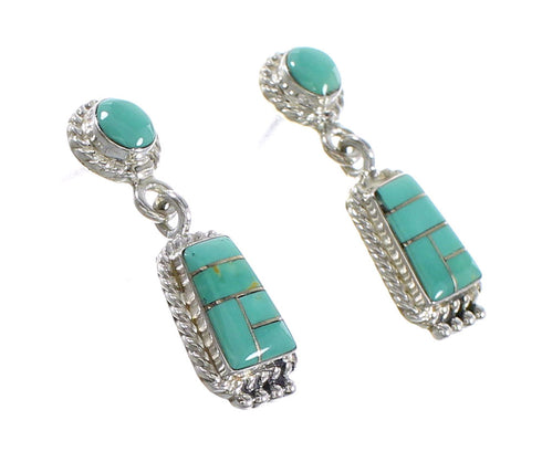 Sterling Silver Turquoise Inlay Post Dangle Earrings AX95625