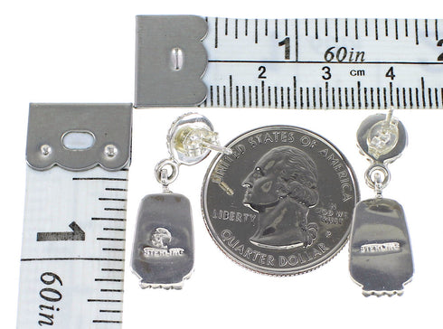 Sterling Silver Turquoise Inlay Post Dangle Earrings AX95625