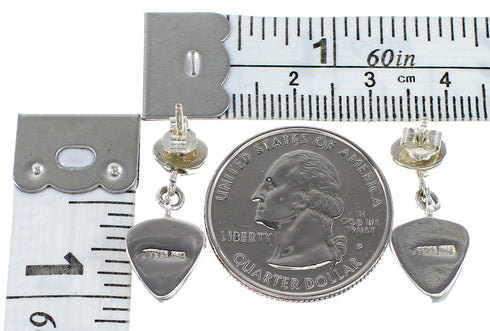 Silver Turquoise Post Dangle Earrings AX95637