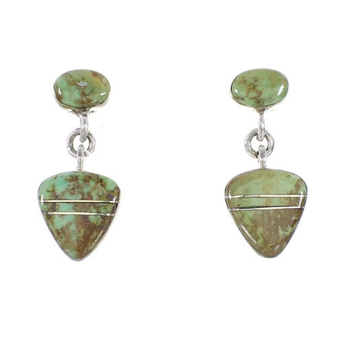 Silver Jewelry Turquoise Post Dangle Earrings AX95639