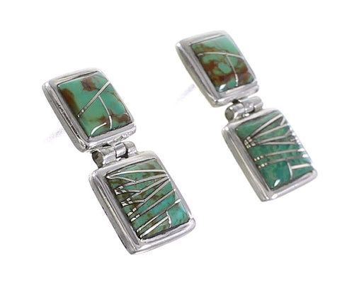 Turquoise Sterling Silver Post Dangle Earrings AX95661