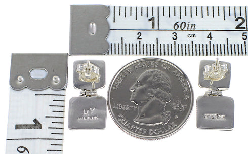 Turquoise Sterling Silver Post Dangle Earrings AX95661