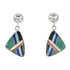 Genuine Sterling Silver Multicolor Inlay Southwest Post Dangle Earrings AX95345