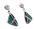 Genuine Sterling Silver Multicolor Inlay Southwest Post Dangle Earrings AX95345
