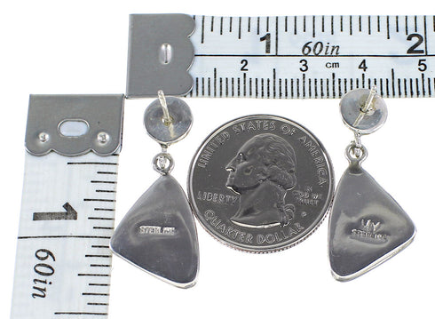 Sterling Silver Multicolor Inlay Southwest Post Dangle Earrings AX95346