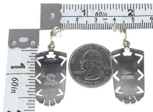 Sterling Silver Multicolor Inlay Southwestern Post Dangle Earrings AX95347