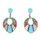 Southwest Multicolor Inlay Authentic Sterling Silver Post Dangle Earrings AX95362