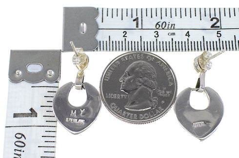 Southwest Multicolor Inlay Authentic Sterling Silver Post Dangle Earrings AX95362