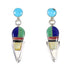 Multicolor Inlay Authentic Sterling Silver Post Dangle Earrings AX95367