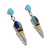 Multicolor Inlay Authentic Sterling Silver Post Dangle Earrings AX95367