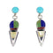Multicolor Inlay Southwest Authentic Sterling Silver Post Dangle Earrings AX95370