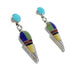 Multicolor Inlay Southwest Authentic Sterling Silver Post Dangle Earrings AX95370